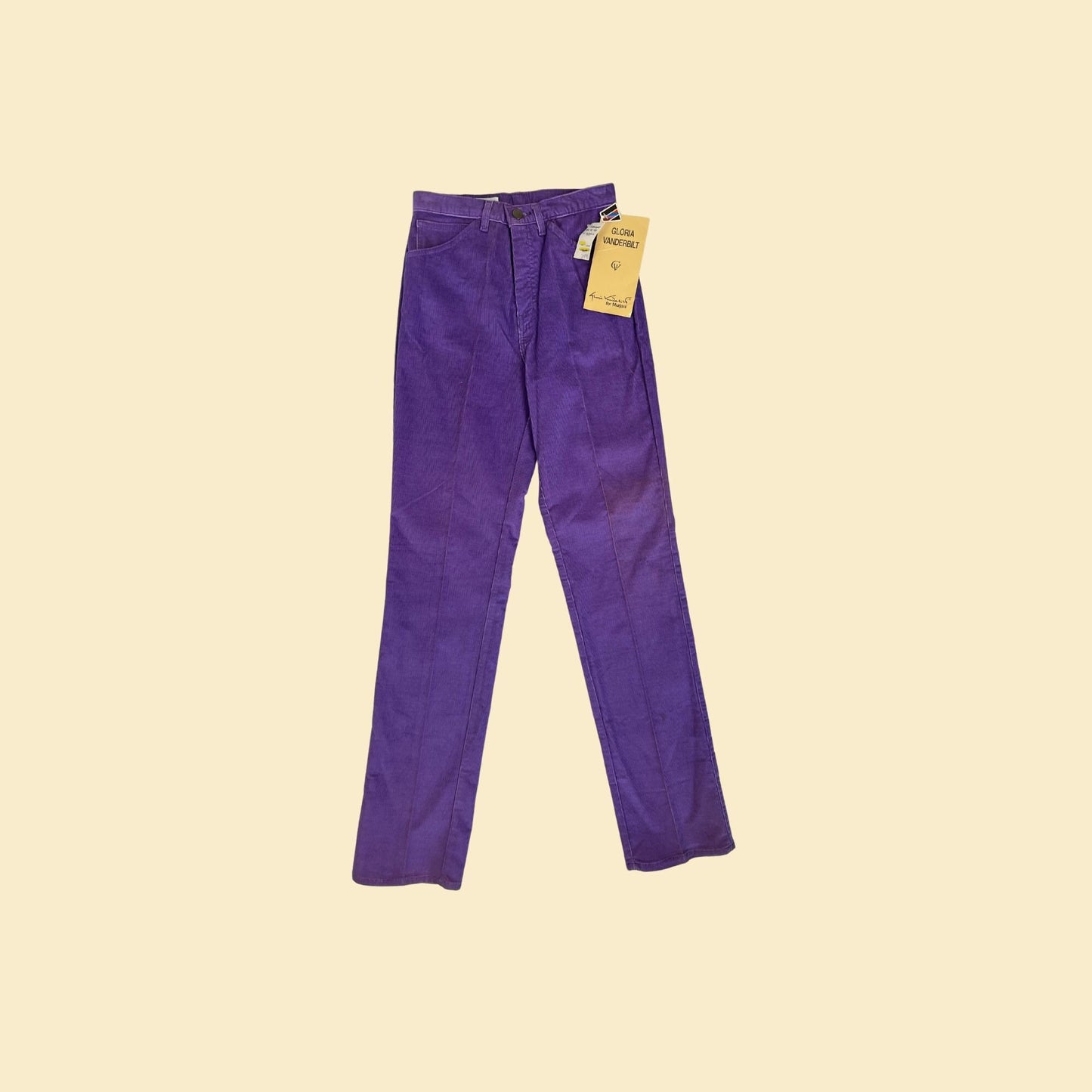 1980s highrise purple corduroy pants by Gloria Vanderbilt, NOS vintage 80s women's 25" waist pants