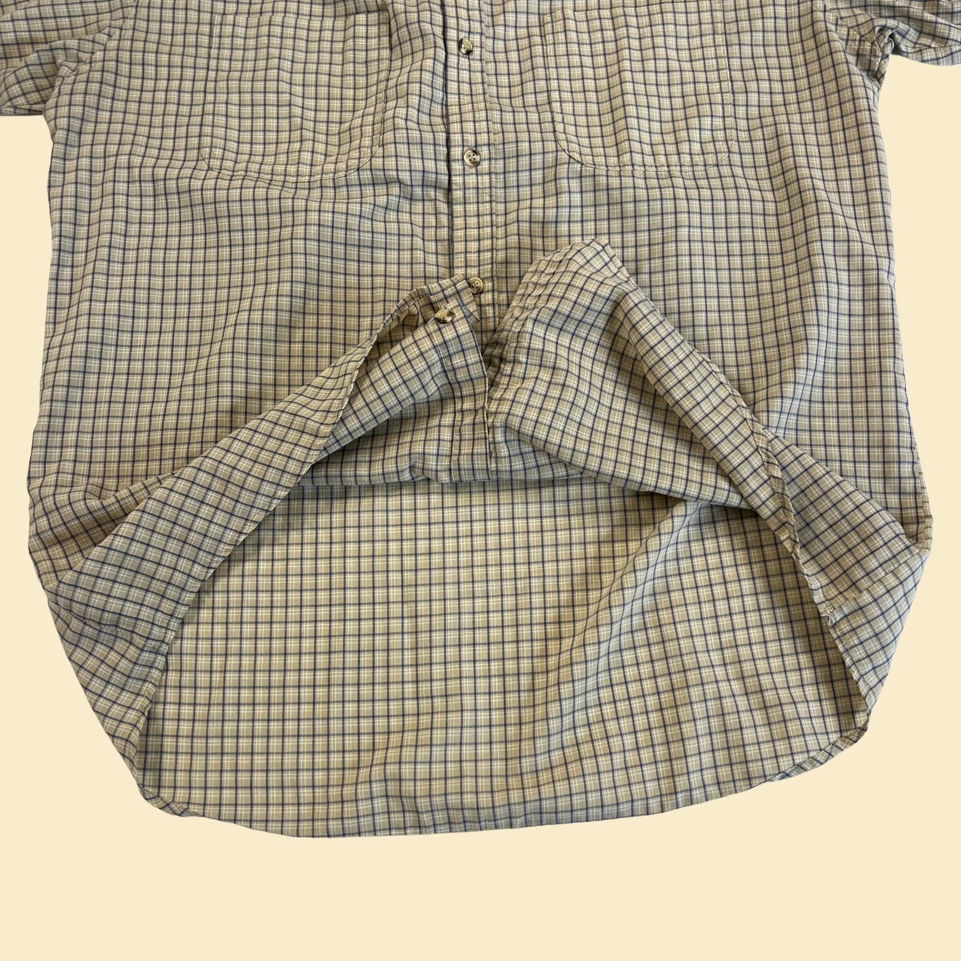 Vintage 80s/90s McGregor Classic men's plaid shirt, men's blue & beige 1980s casual short sleeve