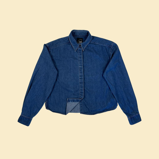 90s/Y2K Lee Riveted 18W denim shirt, vintage women's long sleeve jean blouse