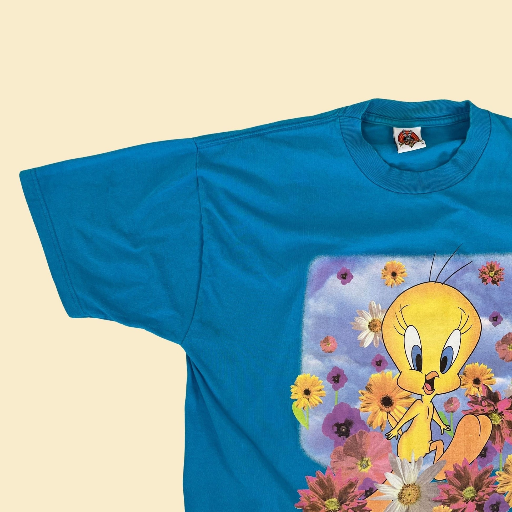 1997 Tweety Bird blue t-shirt, vintage 90s Looney Tunes flower tee