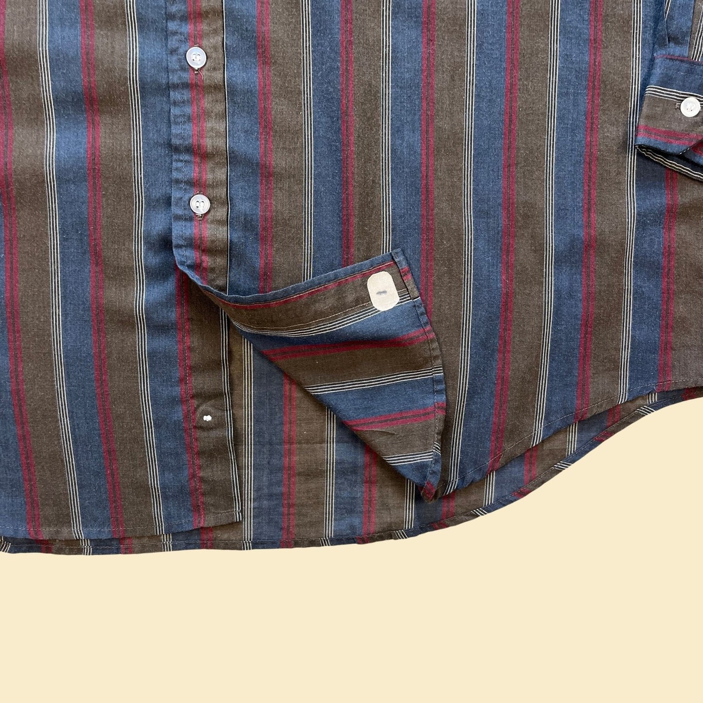 1990s XL men's striped shirt by Bristol Blues, vintage 90s long sleeve button down blue & burgundy casual top