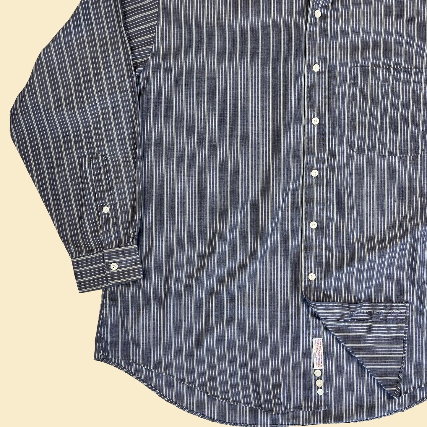 1990s men's striped shirt by Windridge, size 18.5/35 vintage 90s grey & white striped button down