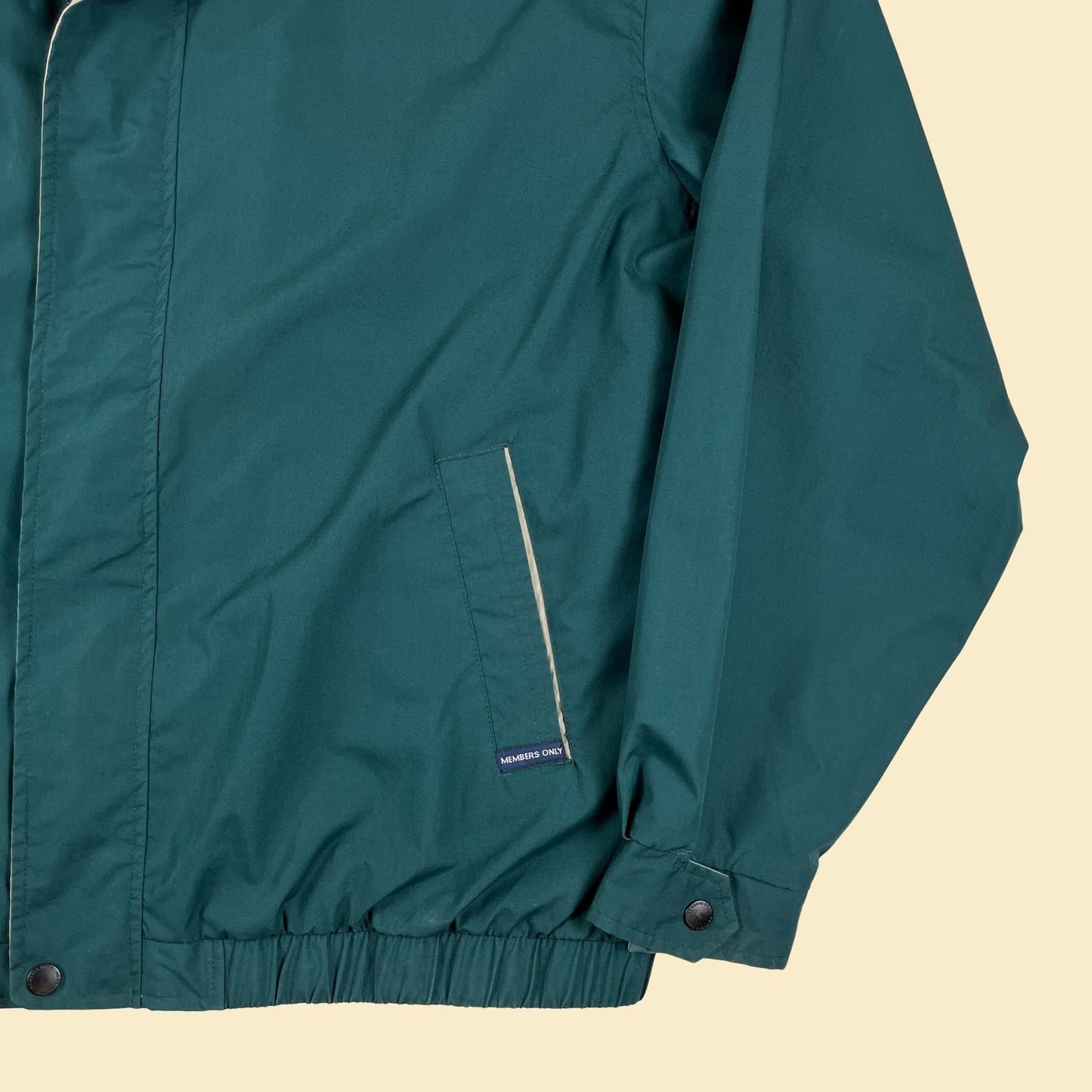 1990s Members Only Mariner jacket, size XXT green & beige vintage 90s windbreaker jacket