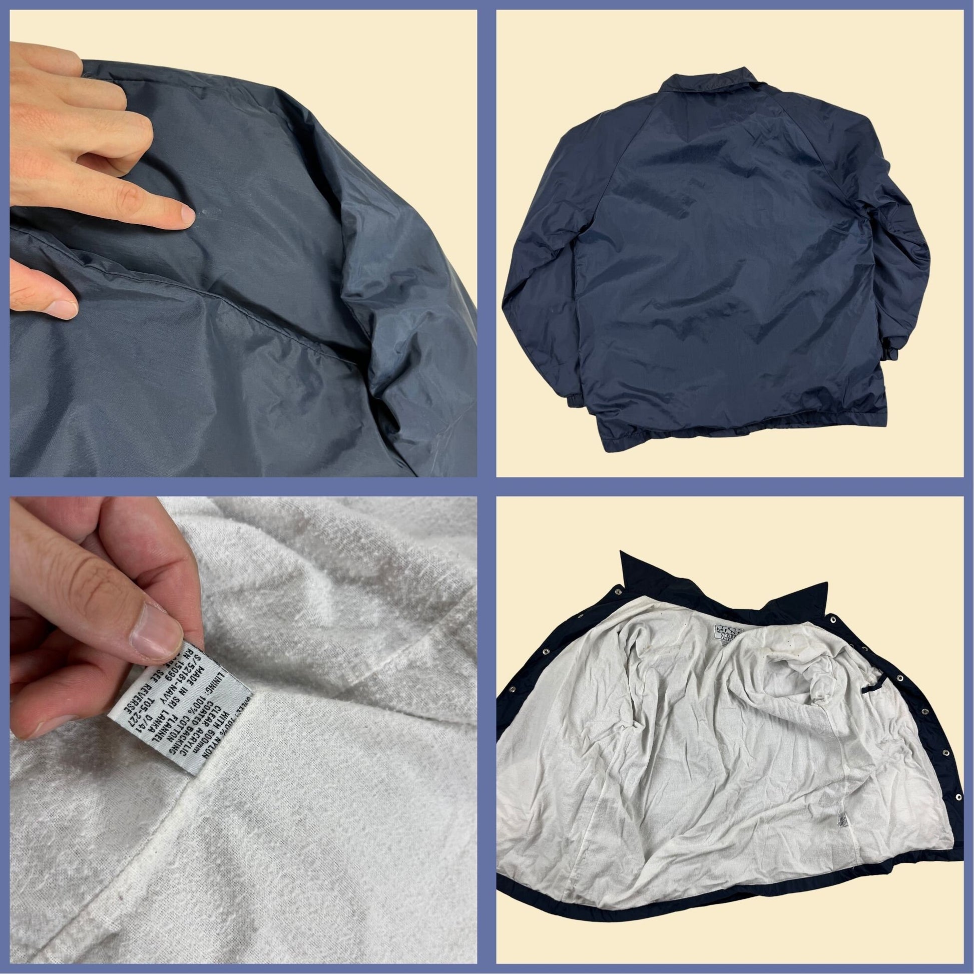 1980s M blue windbreaker jacket by The Men's Store at Sears, vintage 80s snap clasp lightweight jacket