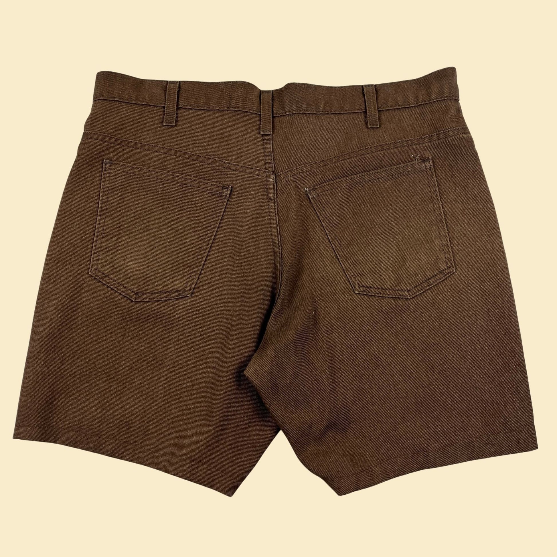 Vintage 80s men's carpenter shorts, 37" waist 1980s brown workwear shorts