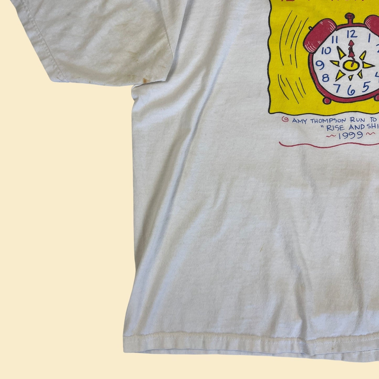 1999 race/marathon t-shirt, vintage 90s XXL Amy Thompson Run to Daylight tee w/ clip-art clock design