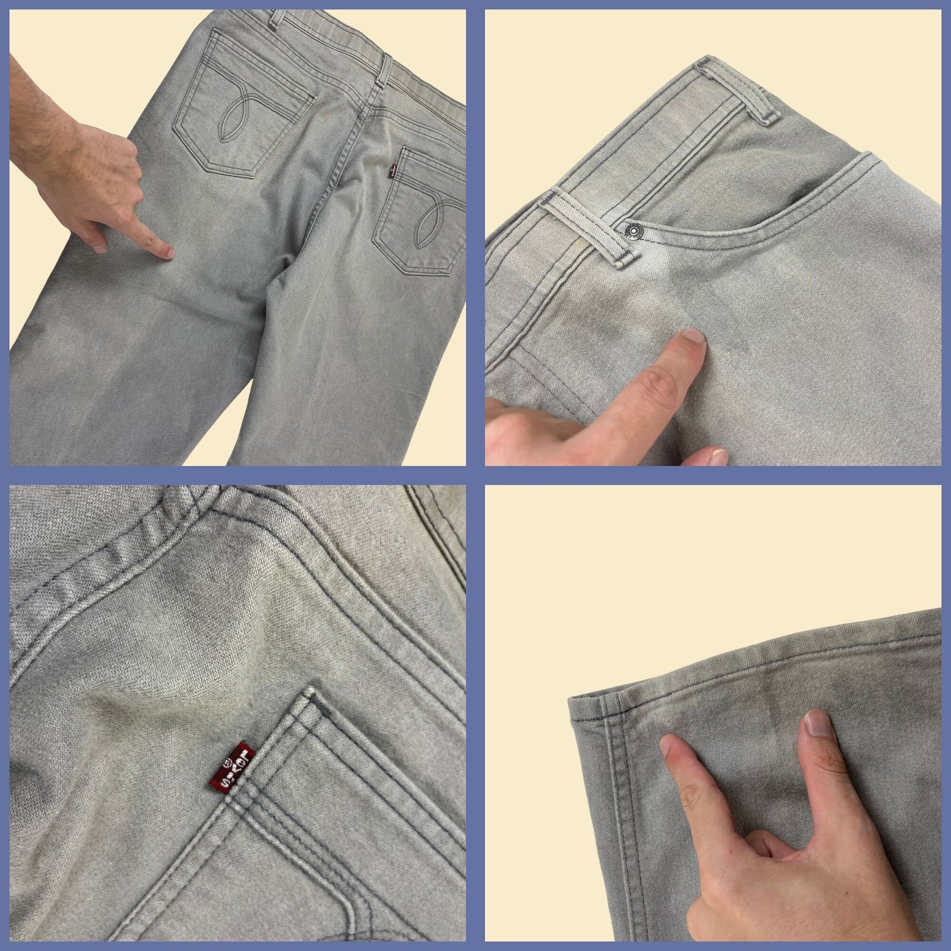 Vintage 90s Levi's Action Jeans, 38x30 men's grey 1990s straight leg denim pants