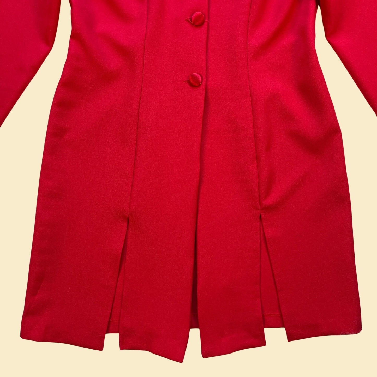 1980s red trench coat jacket, size 12 USA made vintage 80s jacket by Betsy's Things Petites