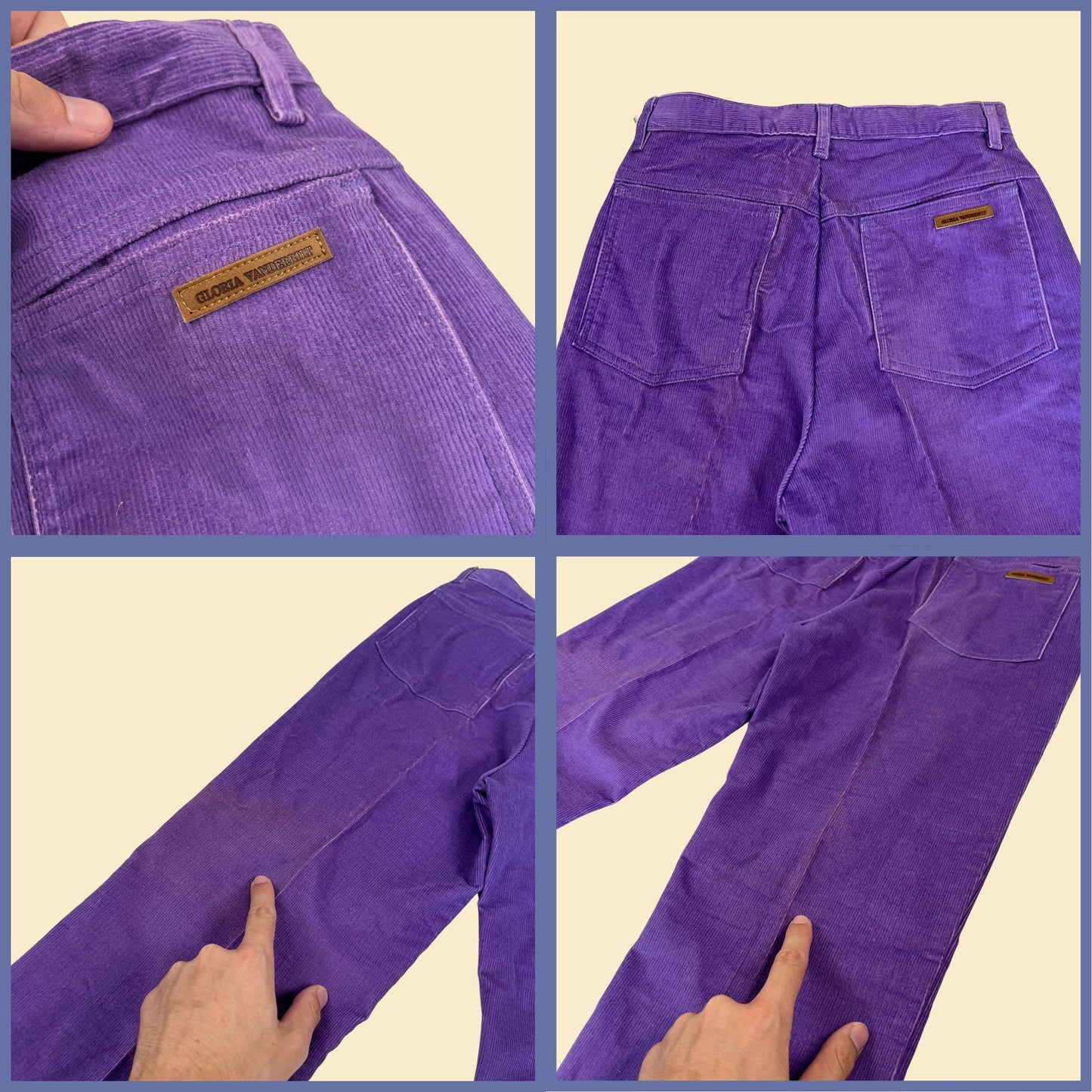 1980s highrise purple corduroy pants by Gloria Vanderbilt, NOS vintage 80s women's 25" waist pants