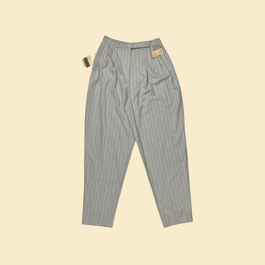 1980s Henry Grethel grey pin stripes, vintage 80s size 8 grey cotton pants