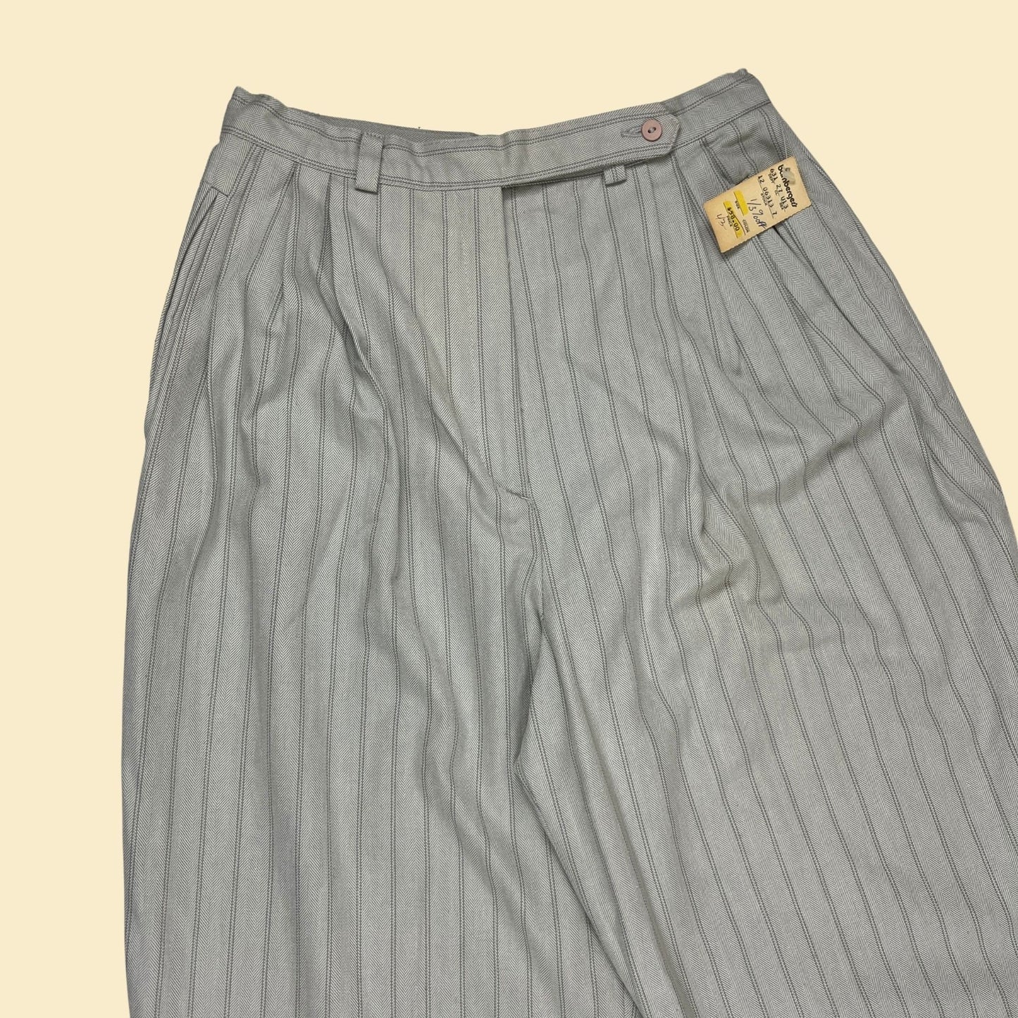 1980s Henry Grethel grey pin stripes, vintage 80s size 8 grey cotton pants