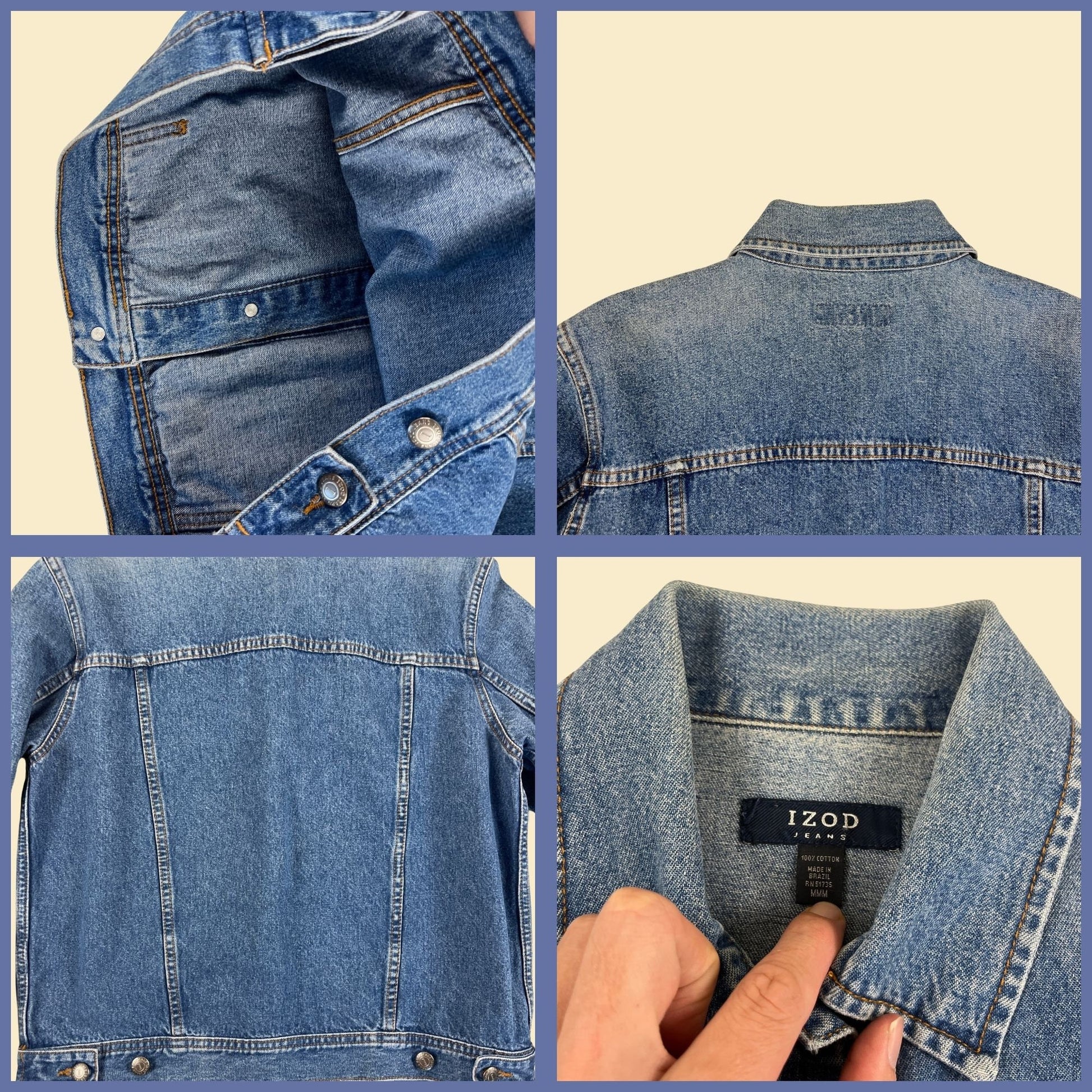 90s/Y2K M denim jacket, vintage 1990s women's medium wash jean jacket by Izod