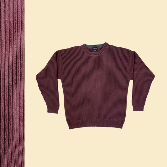 1990s GANT burgundy 3XT sweater, vintage 90s cotton crewneck men's sweater