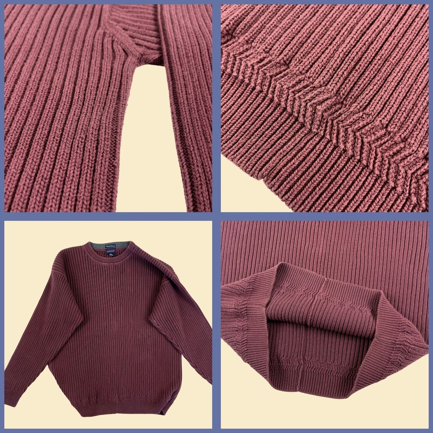 1990s GANT burgundy 3XT sweater, vintage 90s cotton crewneck men's sweater