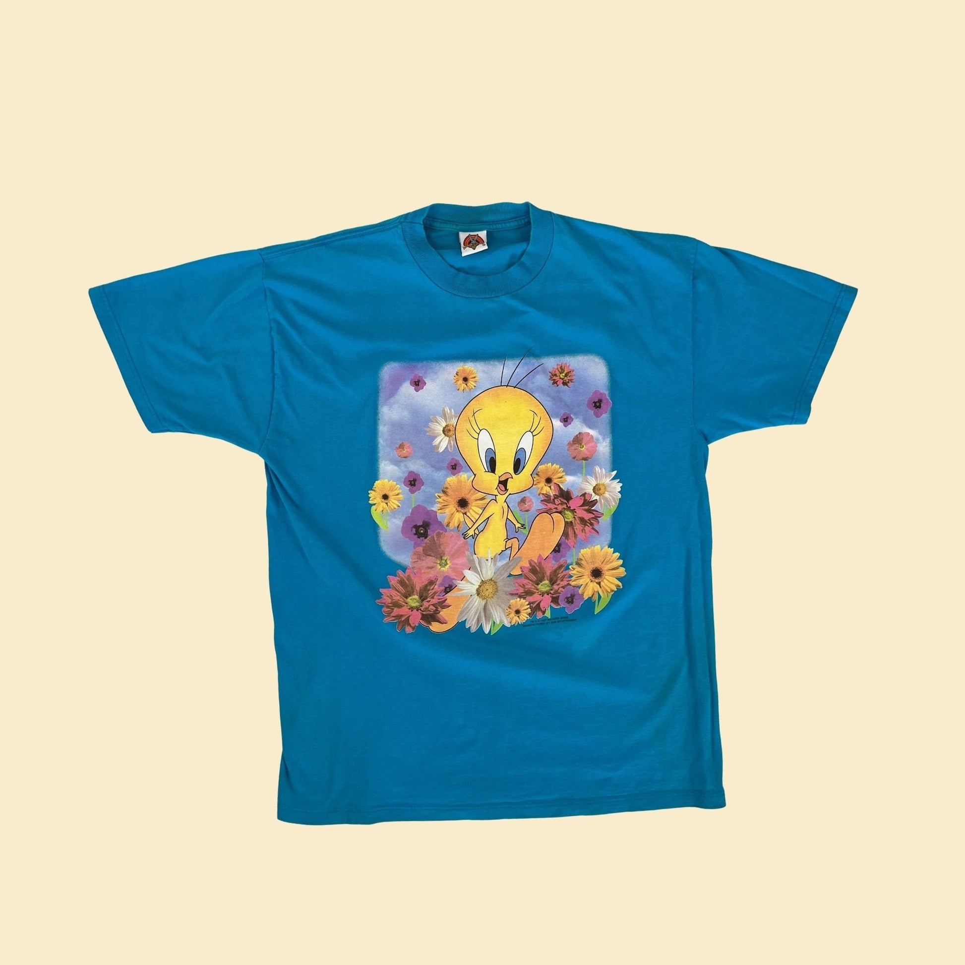 1997 Tweety Bird blue t-shirt, vintage 90s Looney Tunes flower tee