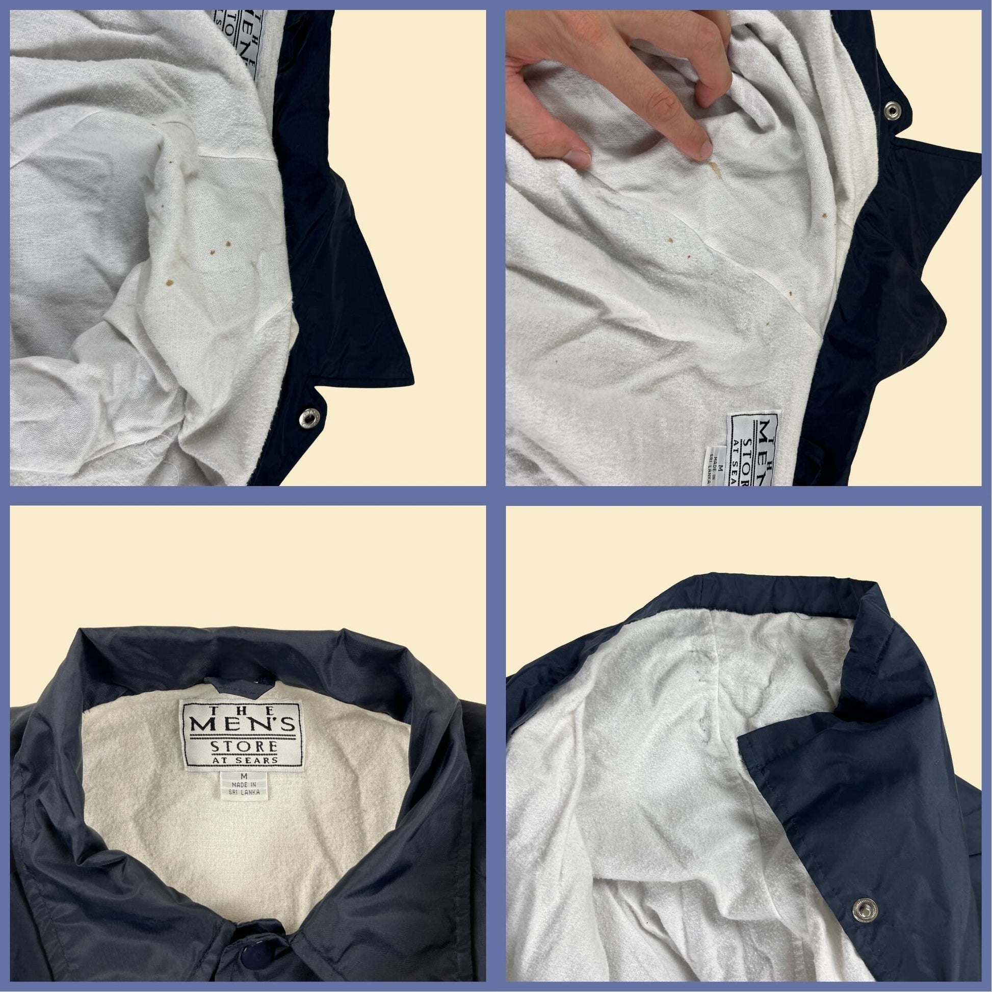 1980s M blue windbreaker jacket by The Men's Store at Sears, vintage 80s snap clasp lightweight jacket