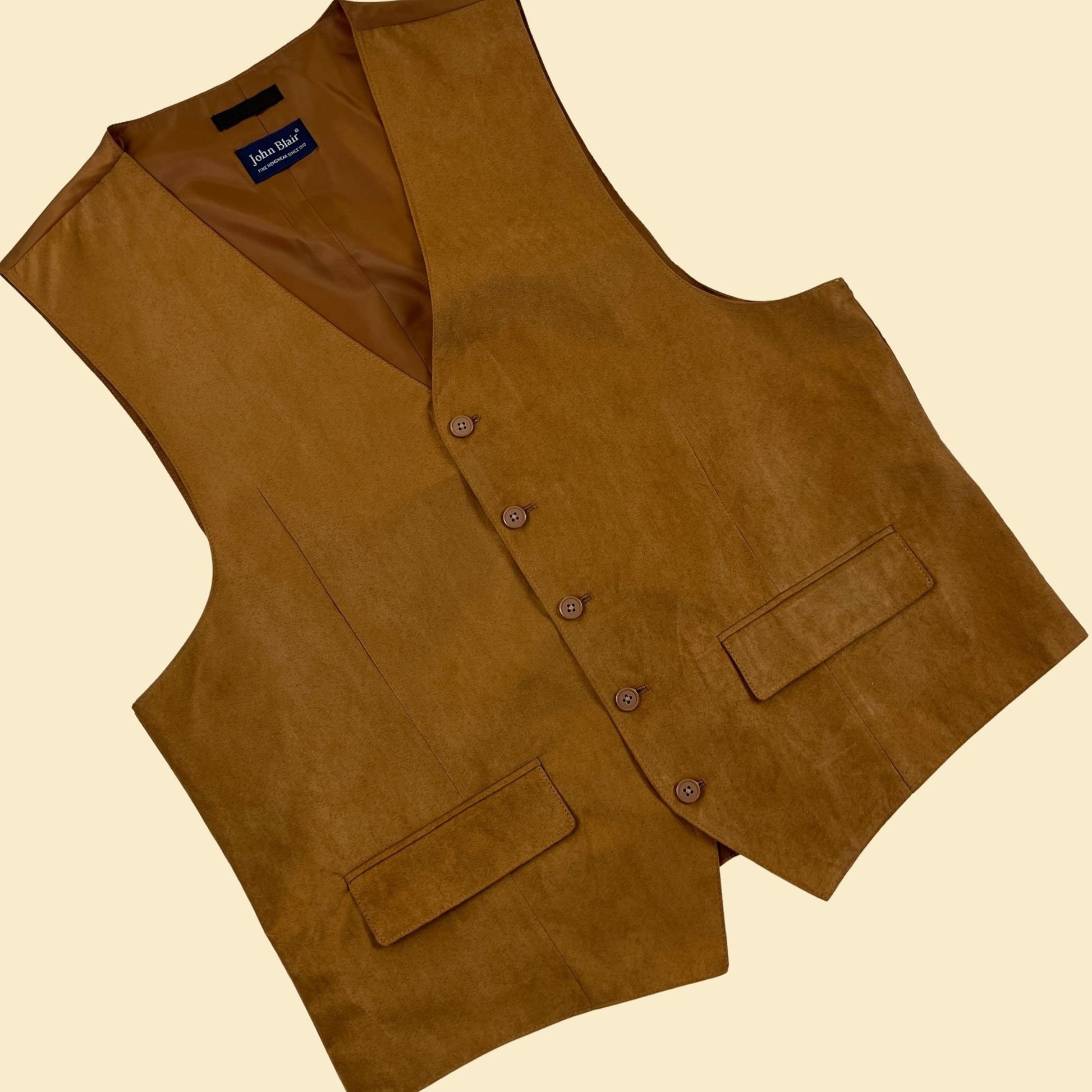 80s/90s John Blair men's formal vest, vintage 1980s brown button up vest