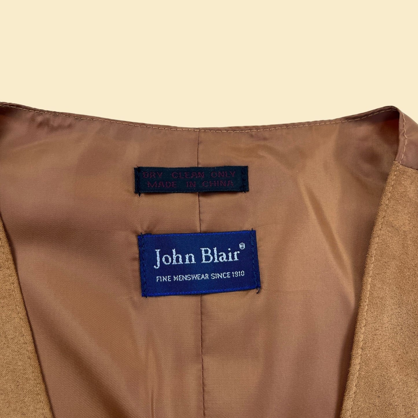 80s/90s John Blair men's formal vest, vintage 1980s brown button up vest