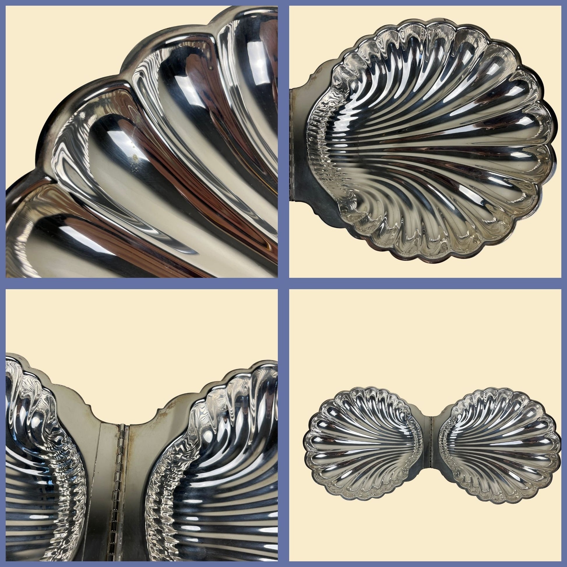 c. 1970s Leonard Silverplate swan shaped warming dish, vintage swan/clam serving tray w/ hinged lid