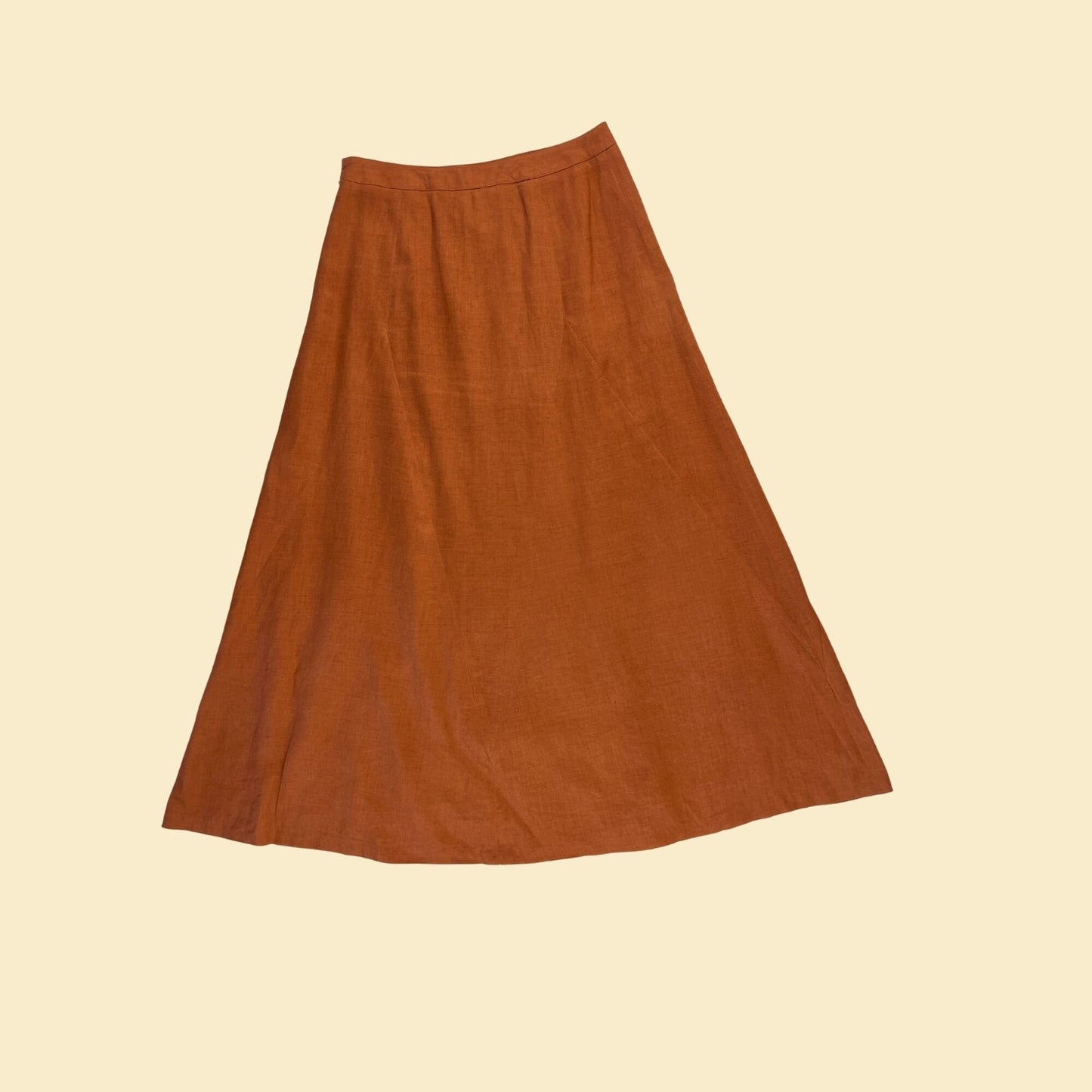 90s orange linen maxi skirt by Jones New York, size 4 vintage 1990s a-line linen ankle length skirt