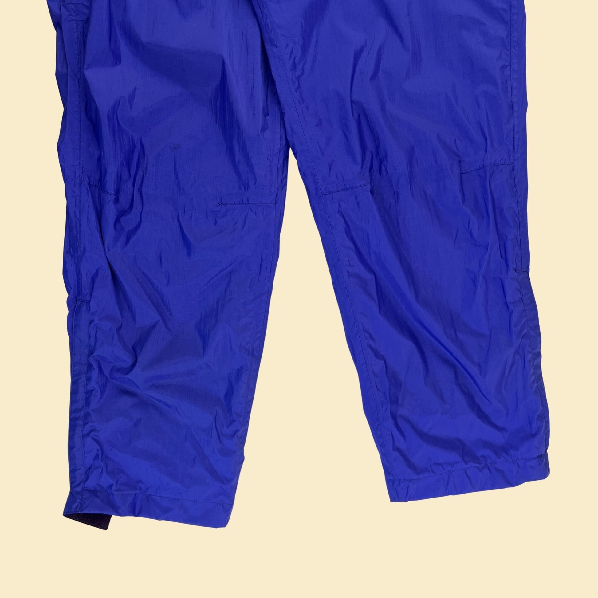 1990s size M purple/blue athletic pants, vintage nylon track pants by Road Runner Sports