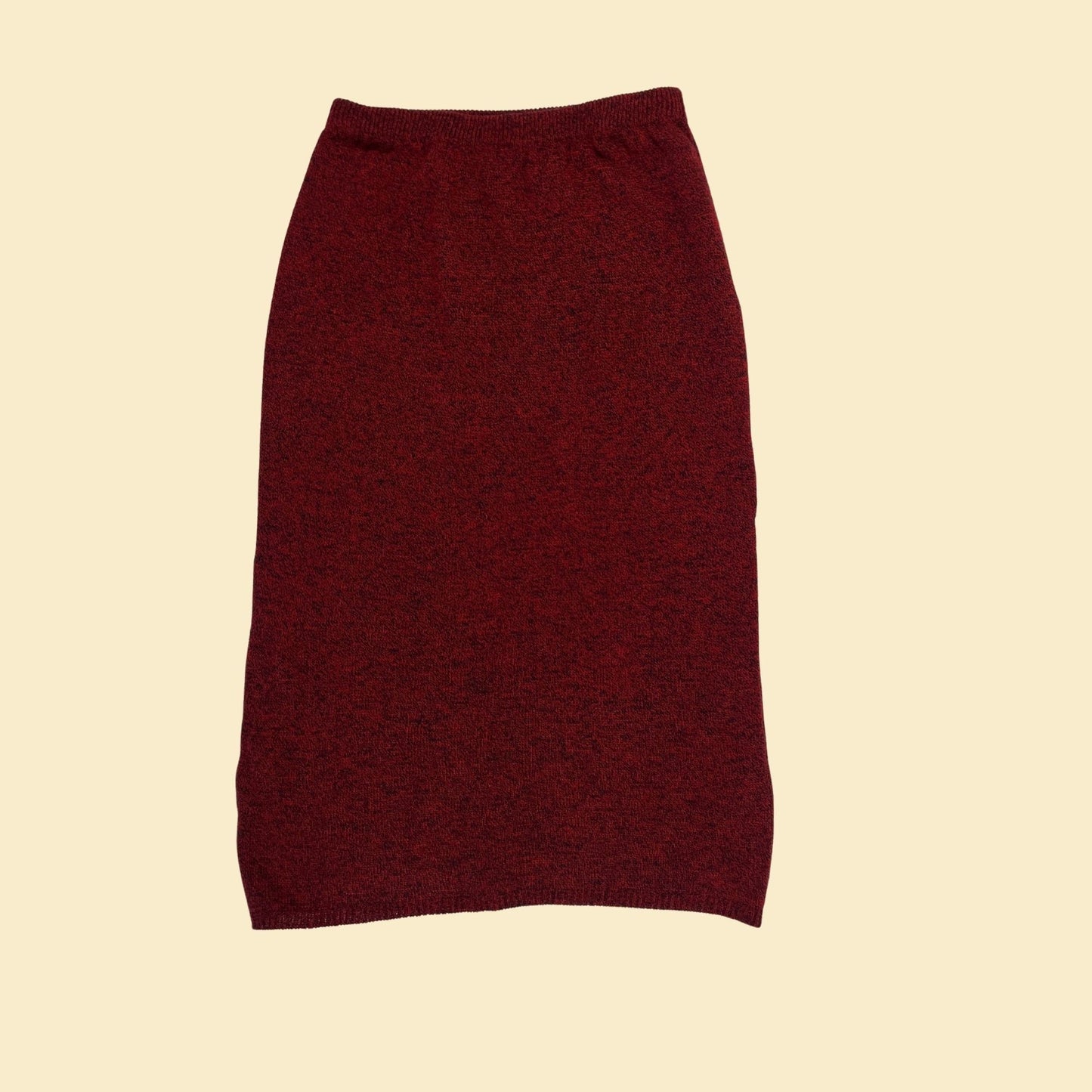 1980s knit burgundy skirt by 1045 Park, vintage midi-to-maxi 80s skirt w/ 26" waist