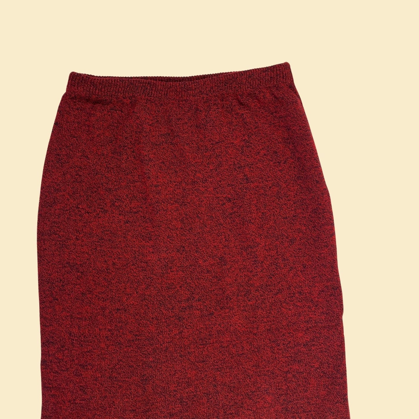 1980s knit burgundy skirt by 1045 Park, vintage midi-to-maxi 80s skirt w/ 26" waist