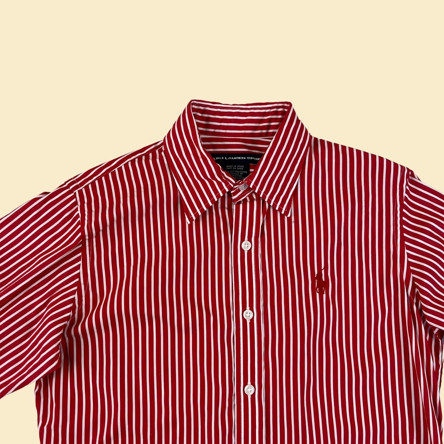 Vintage 90s/Y2K Ralph Lauren Sport striped red/white blouse, size 4 1990s striped women's shirt