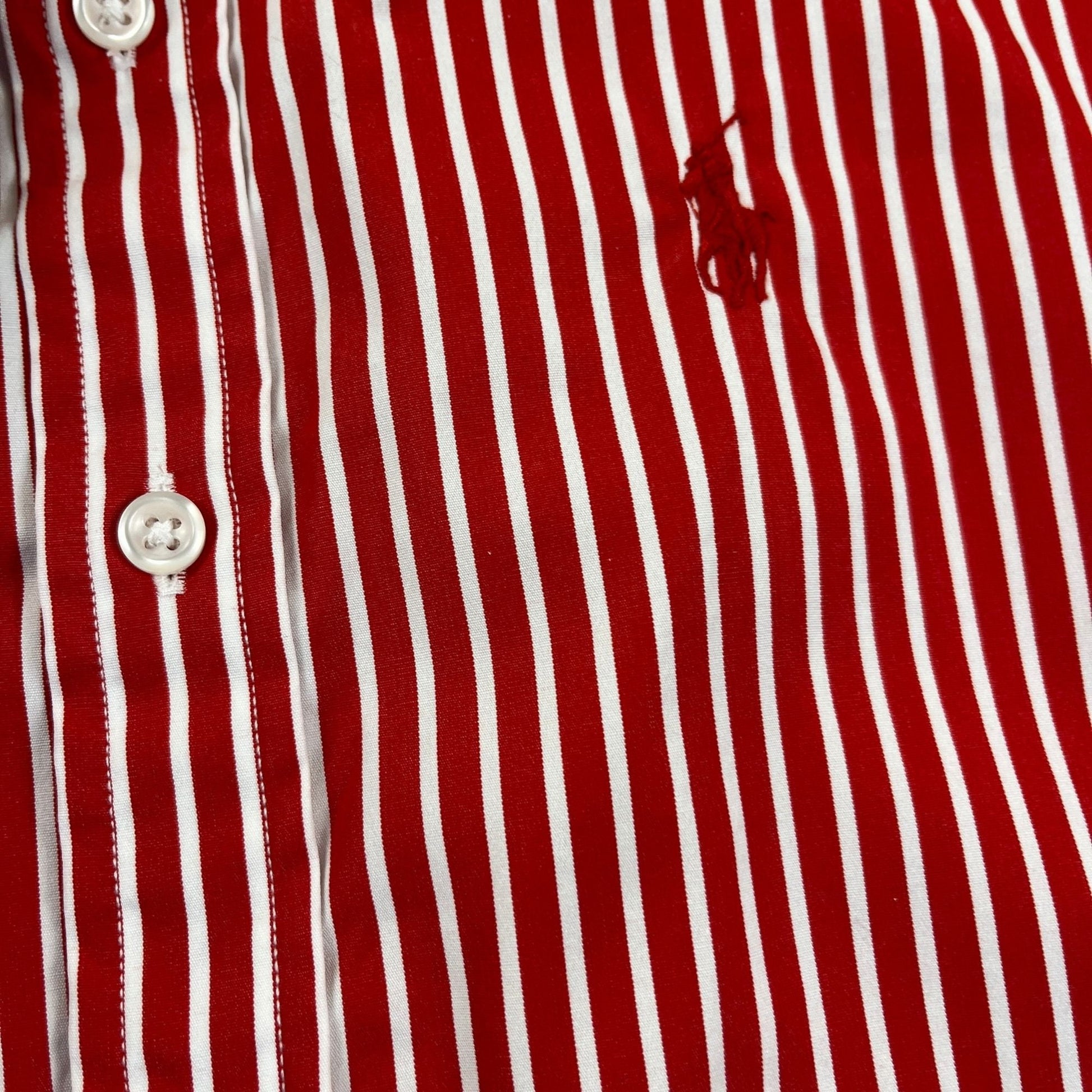 Vintage 90s/Y2K Ralph Lauren Sport striped red/white blouse, size 4 1990s striped women's shirt