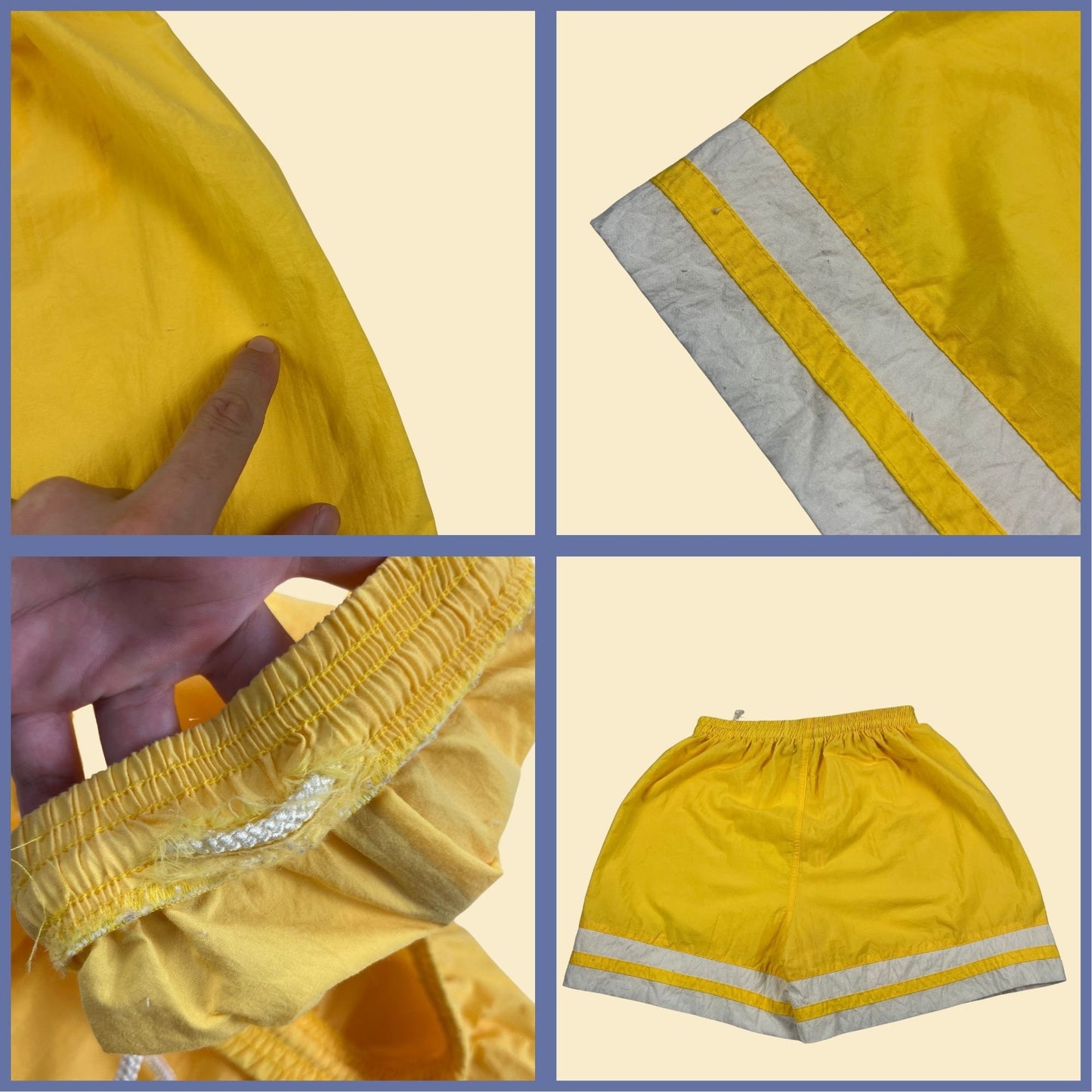 80s/90s Reebok athletic shorts, size M yellow & white women's vintage 1990s workout shorts