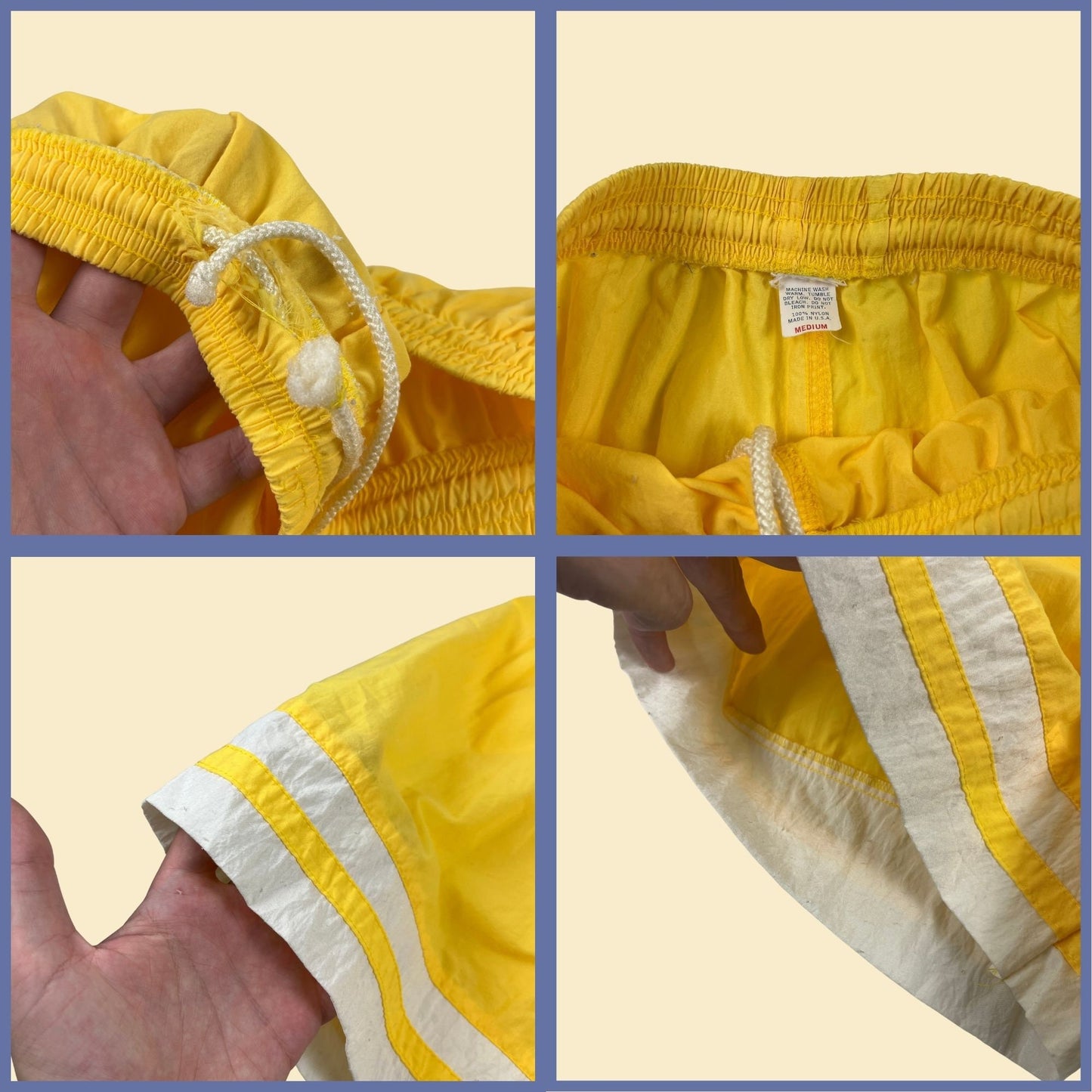 80s/90s Reebok athletic shorts, size M yellow & white women's vintage 1990s workout shorts