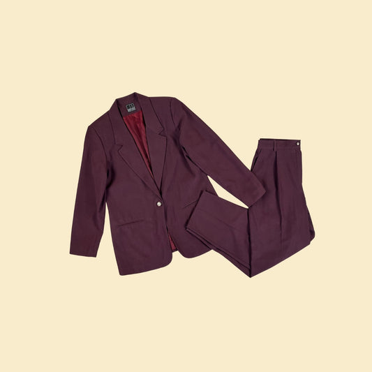 Y2K Mark Alan purple pant suit, size 10 blazer & high-rise pant set, vintage 2000s suit