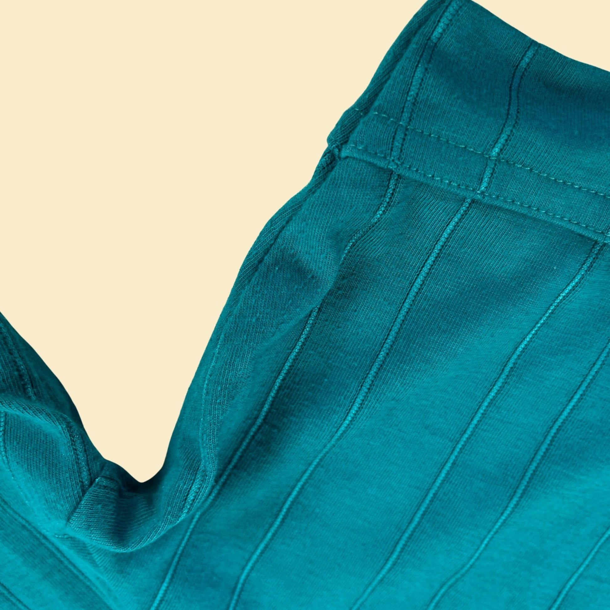 70s/80s teal L polo shirt by Manhattan Knits, vintage 1980s ribbed men's polo shirt