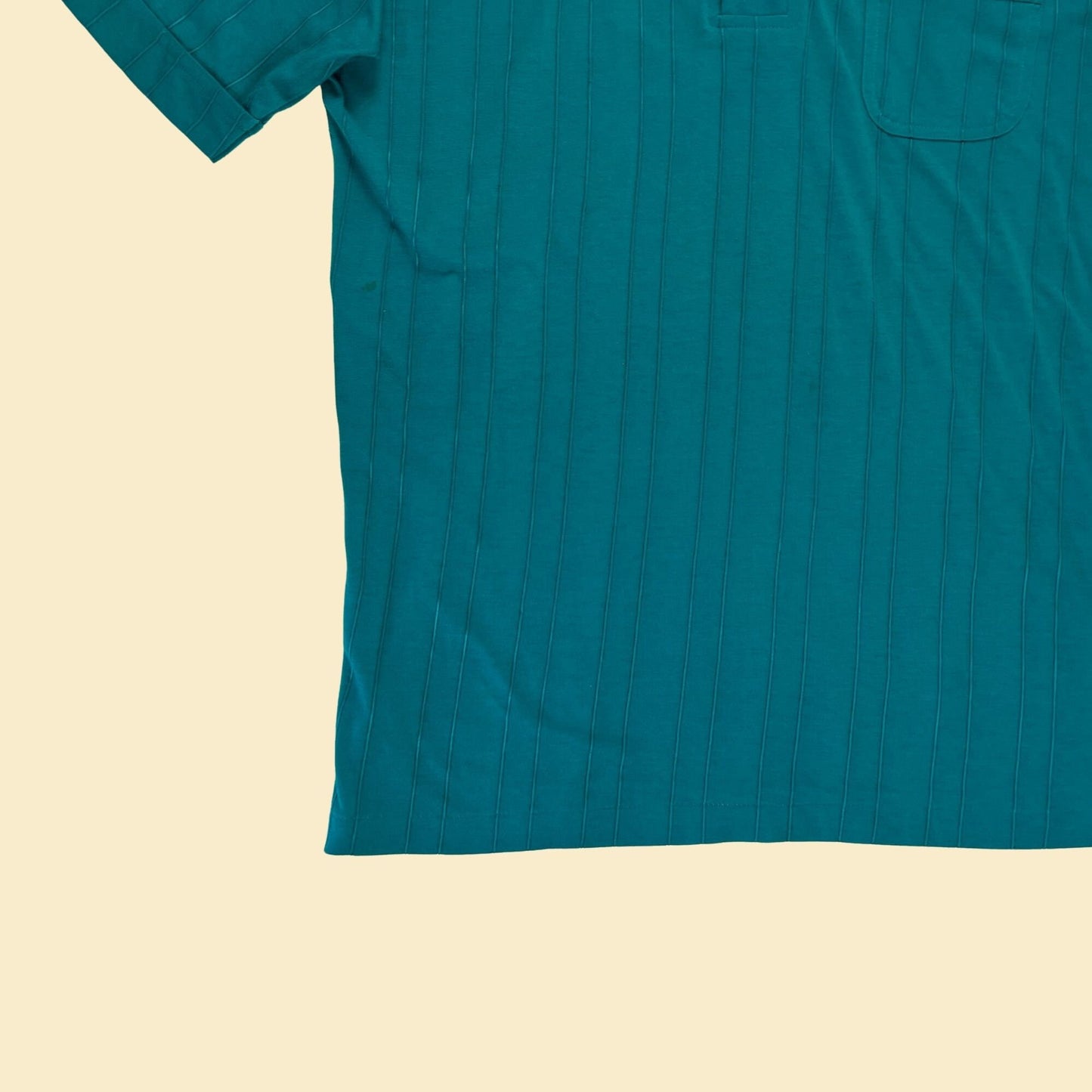 70s/80s teal L polo shirt by Manhattan Knits, vintage 1980s ribbed men's polo shirt