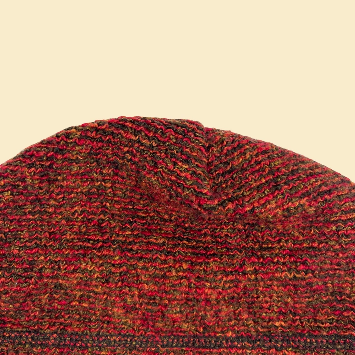 1990s Bula beanie hat, vintage 90s burgundy/black/orange ski beanie