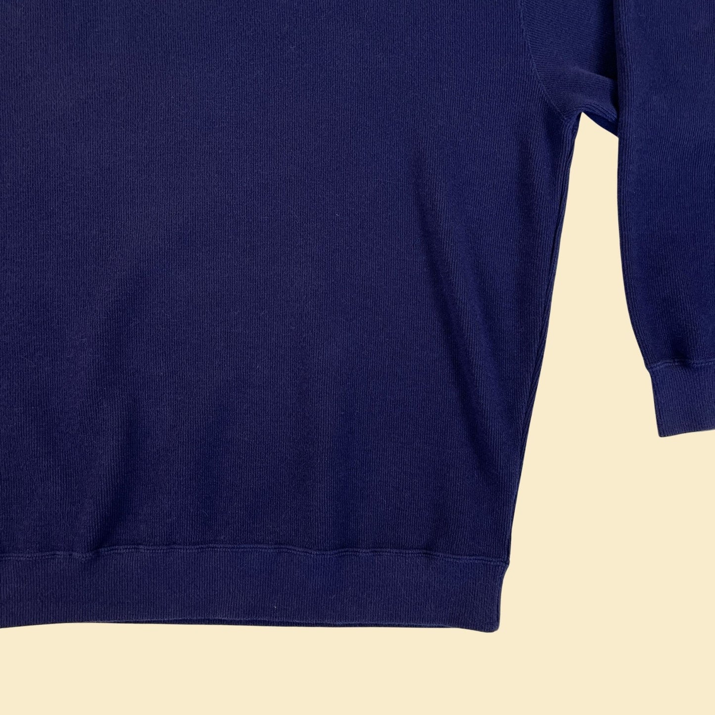 1990s blue v-neck sweatshirt by Alexander Julian Colours, vintage 90s men's pullover cotton sweatshirt