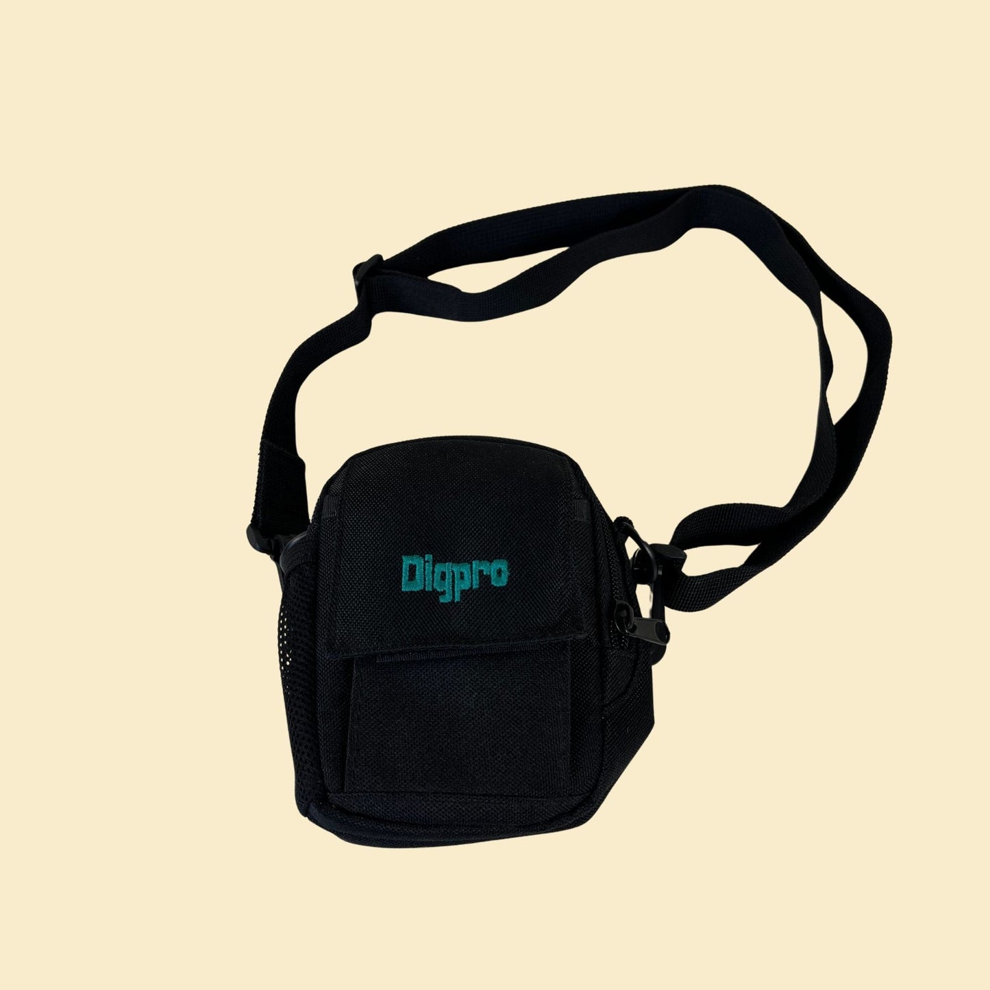 90s/Y2K camera bag by Dig Pro, vintage black/teal blue small camera/gadget bag