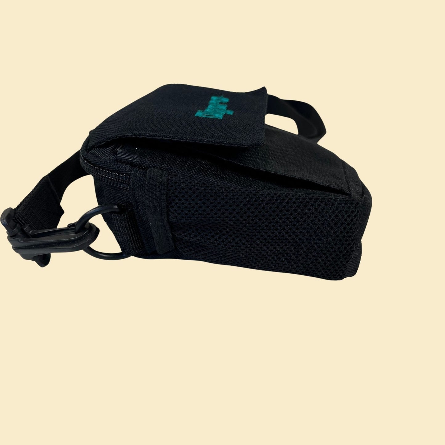 90s/Y2K camera bag by Dig Pro, vintage black/teal blue small camera/gadget bag