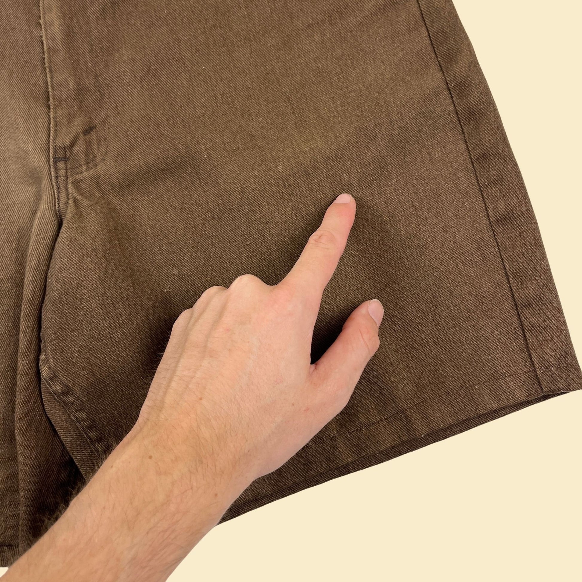 Vintage 80s men's carpenter shorts, 37" waist 1980s brown workwear shorts