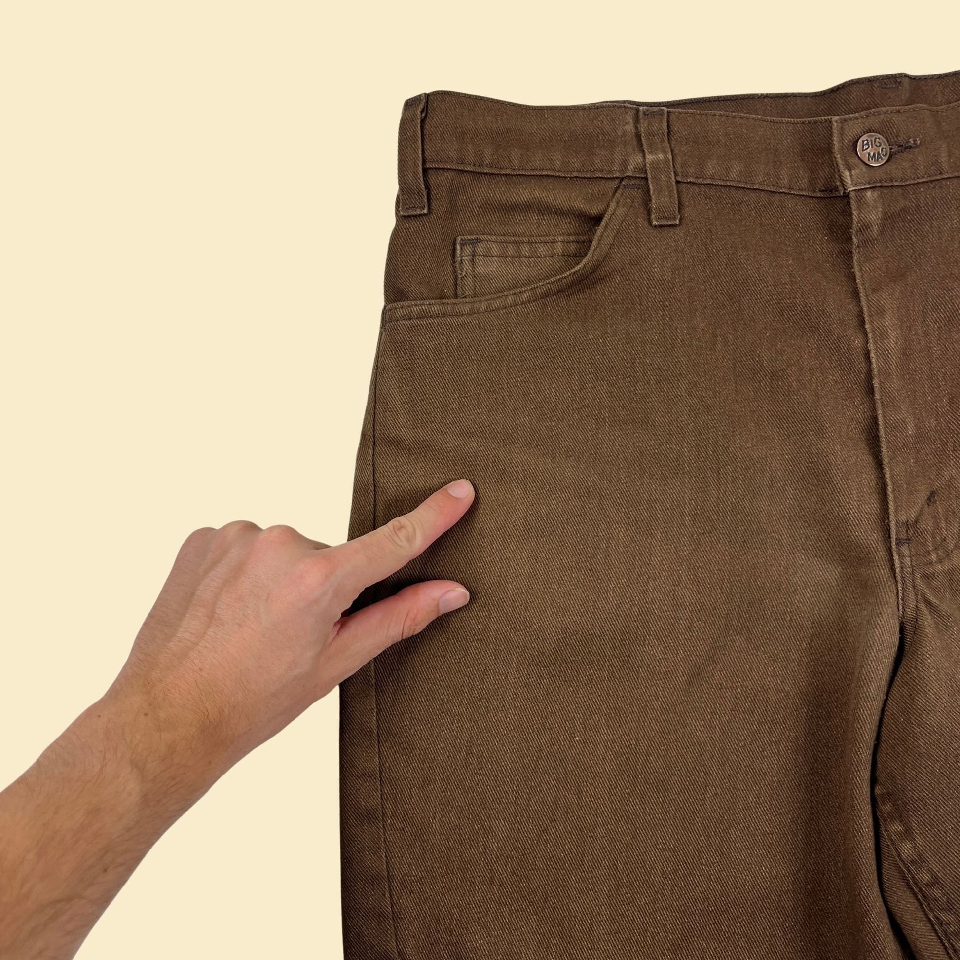 Vintage 80s men's carpenter shorts, 37" waist 1980s brown workwear shorts