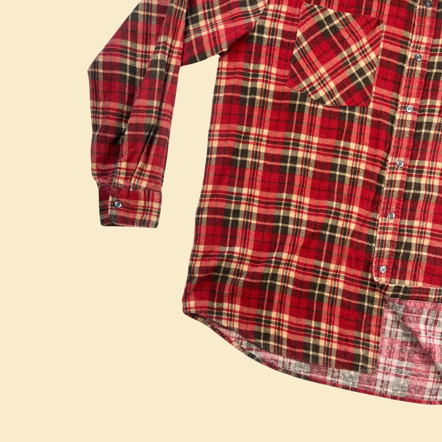 1990s 2X red flannel shirt, vintage 90s plaid flannel button down top by Haband