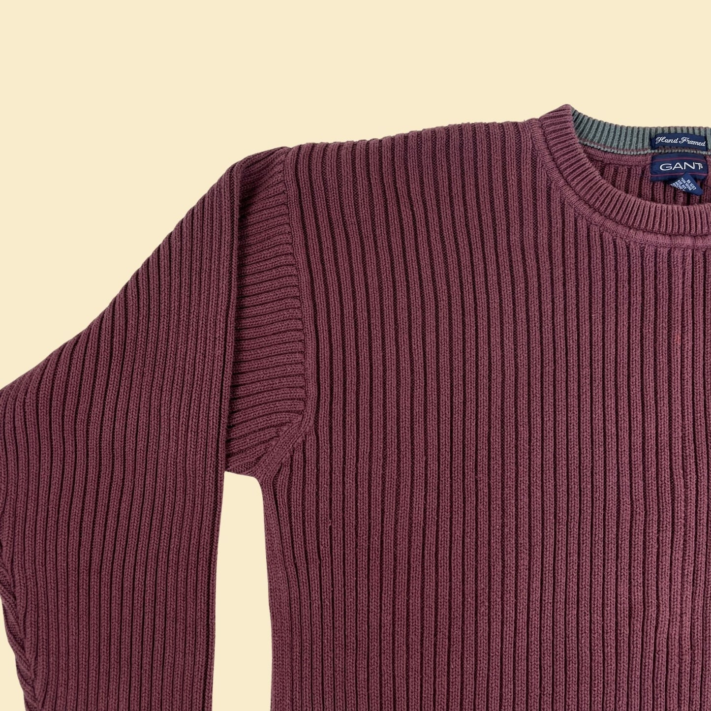 1990s GANT burgundy 3XT sweater, vintage 90s cotton crewneck men's sweater