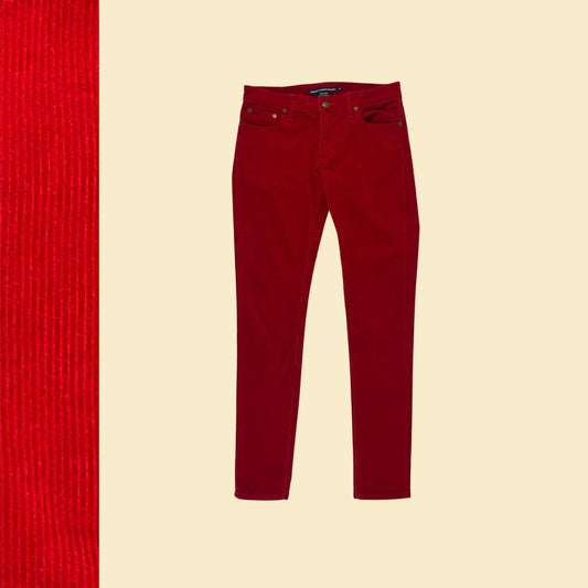 Vintage 90s/Y2K Ralph Lauren Sport corduroy pants, size 6 red 1990s skinny to straight leg women's pants