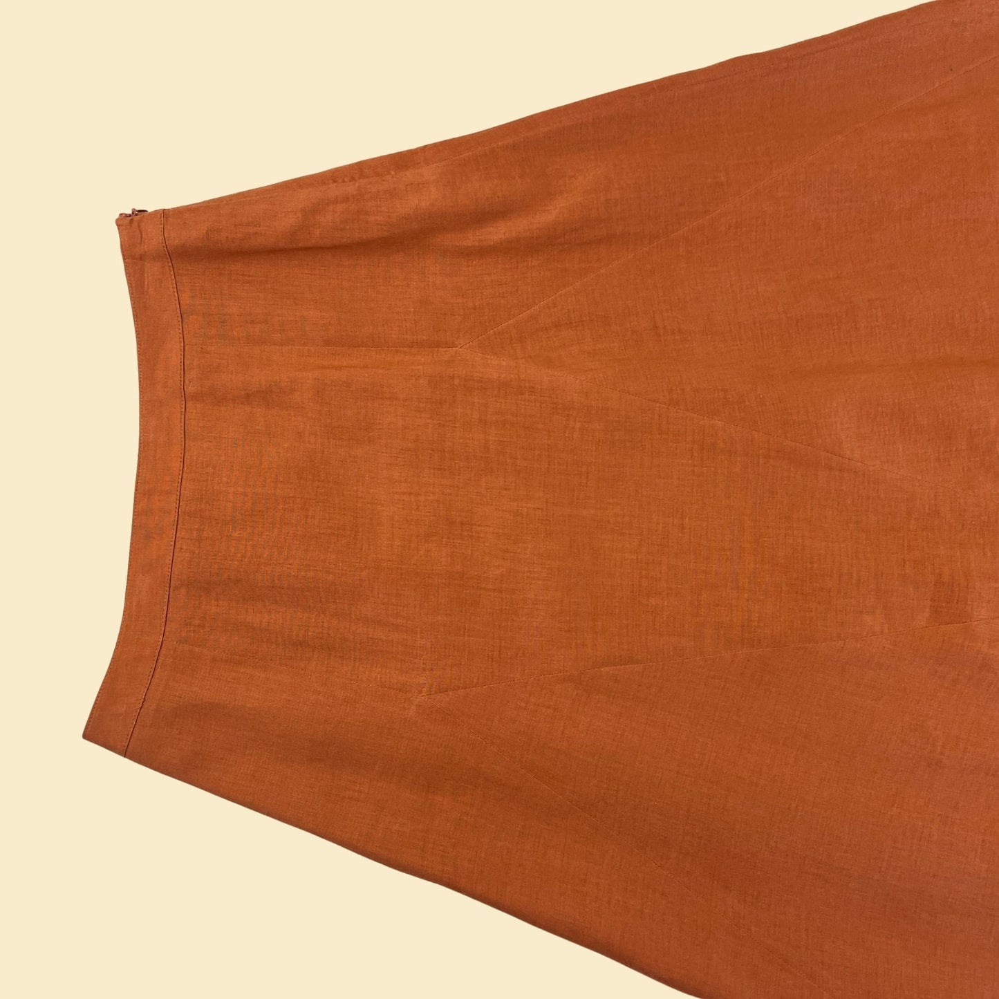 90s orange linen maxi skirt by Jones New York, size 4 vintage 1990s a-line linen ankle length skirt