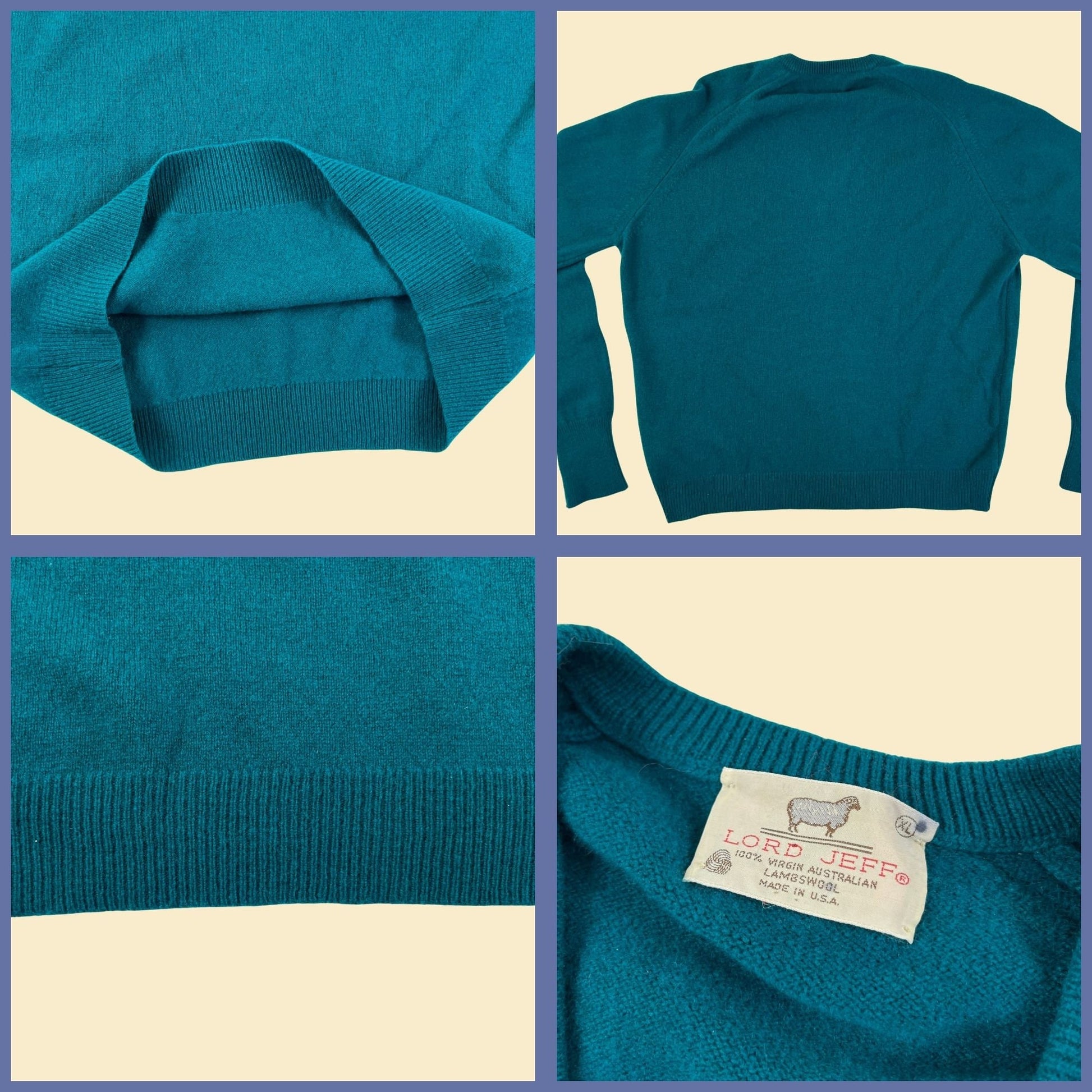 1970s XL Lord Jeff lambswool sweater, vintage 70s pullover v-neck sweater