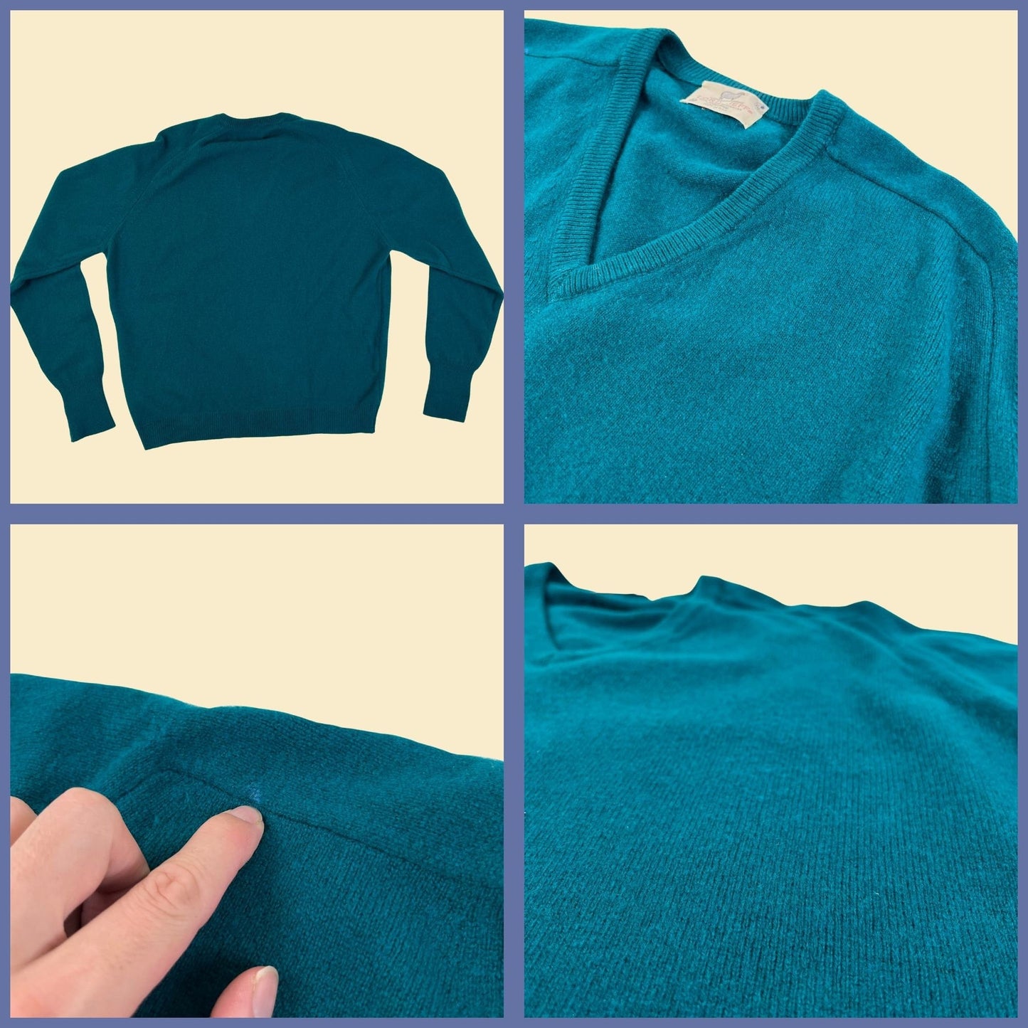 1970s XL Lord Jeff lambswool sweater, vintage 70s pullover v-neck sweater