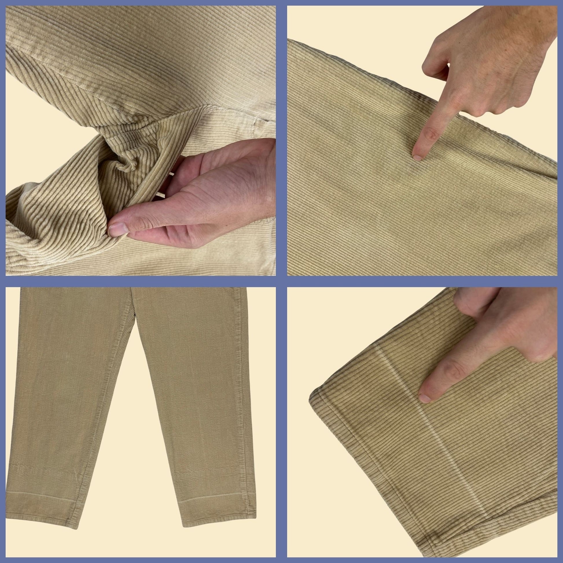 1990s beige corduroy 16 pants, Lauren Ralph Lauren vintage 90s high-rise corduroys