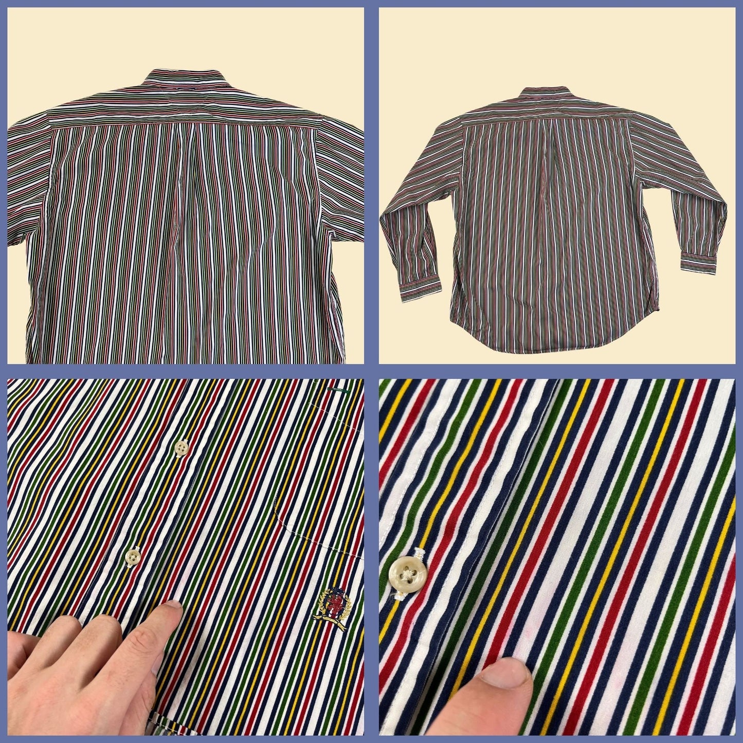 90s XXL Tommy Hilfiger striped shirt, vintage men's button down long sleeve 1990s top