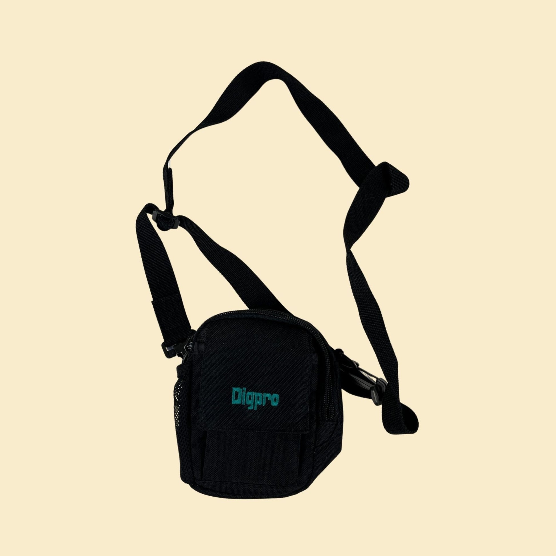 90s/Y2K camera bag by Dig Pro, vintage black/teal blue small camera/gadget bag