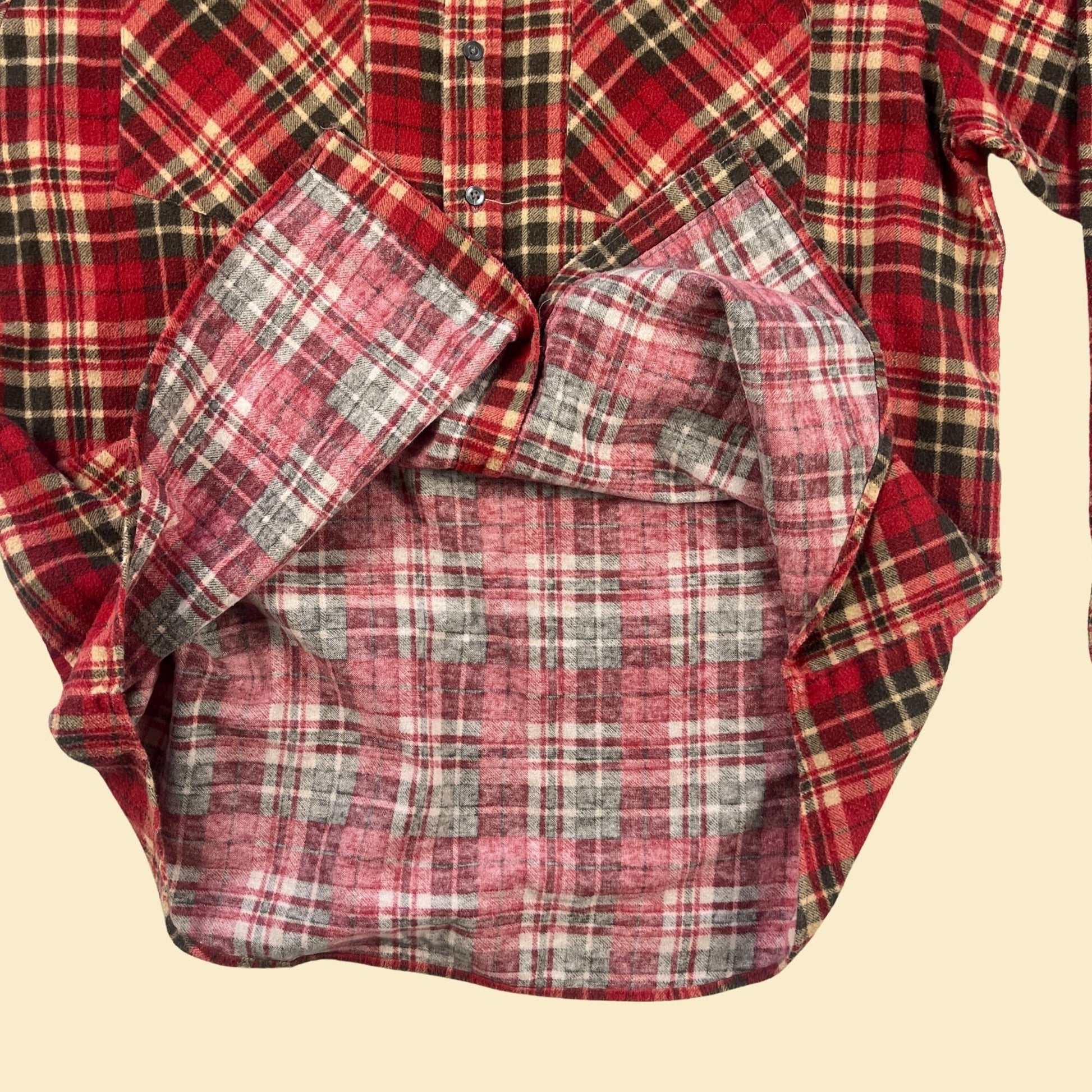 1990s 2X red flannel shirt, vintage 90s plaid flannel button down top by Haband